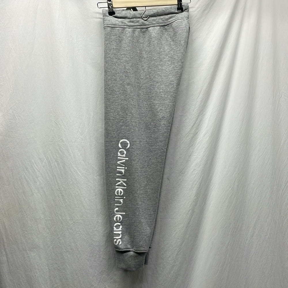 Calvin Klein Jeans Women's Gray Logo Full Length Drawstring Joggers